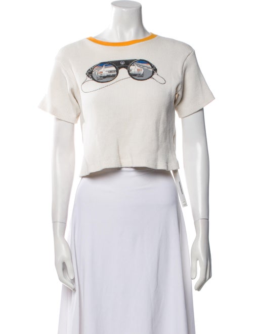 Simon Miller Graphic Print Bateau Neckline Crop Top