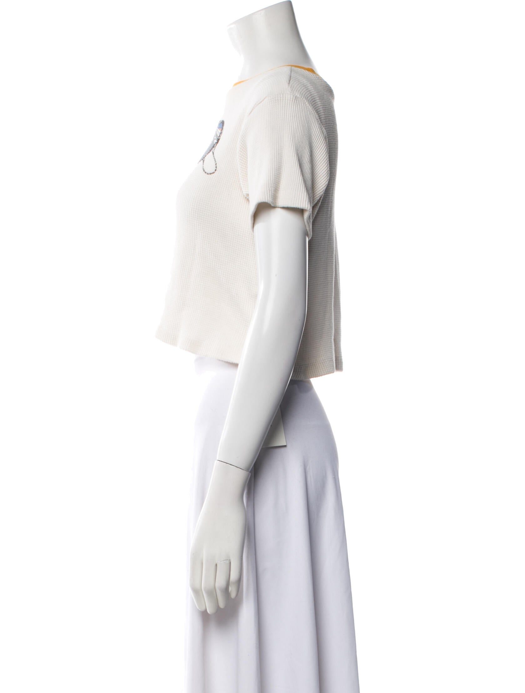 Simon Miller Graphic Print Bateau Neckline Crop Top