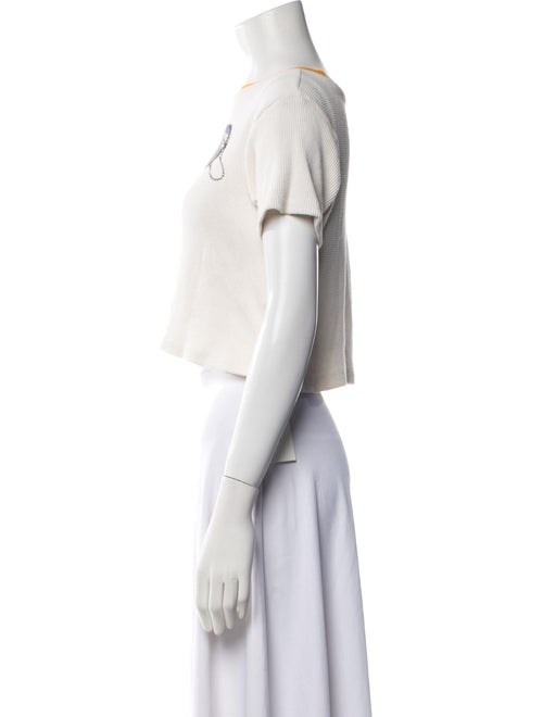 Simon Miller Graphic Print Bateau Neckline Crop Top