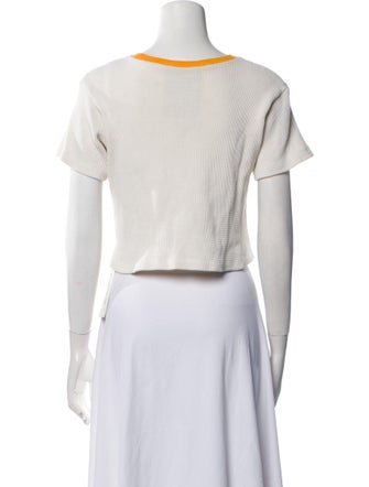 Simon Miller Graphic Print Bateau Neckline Crop Top