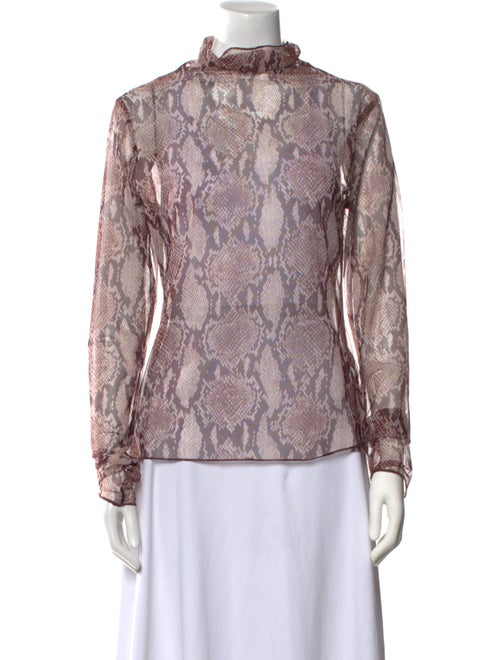Simon Miller Animal Print Mock Neck Blouse