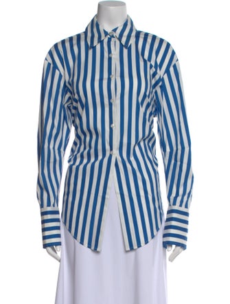 Simon Miller Striped Long Sleeve Button-Up Top