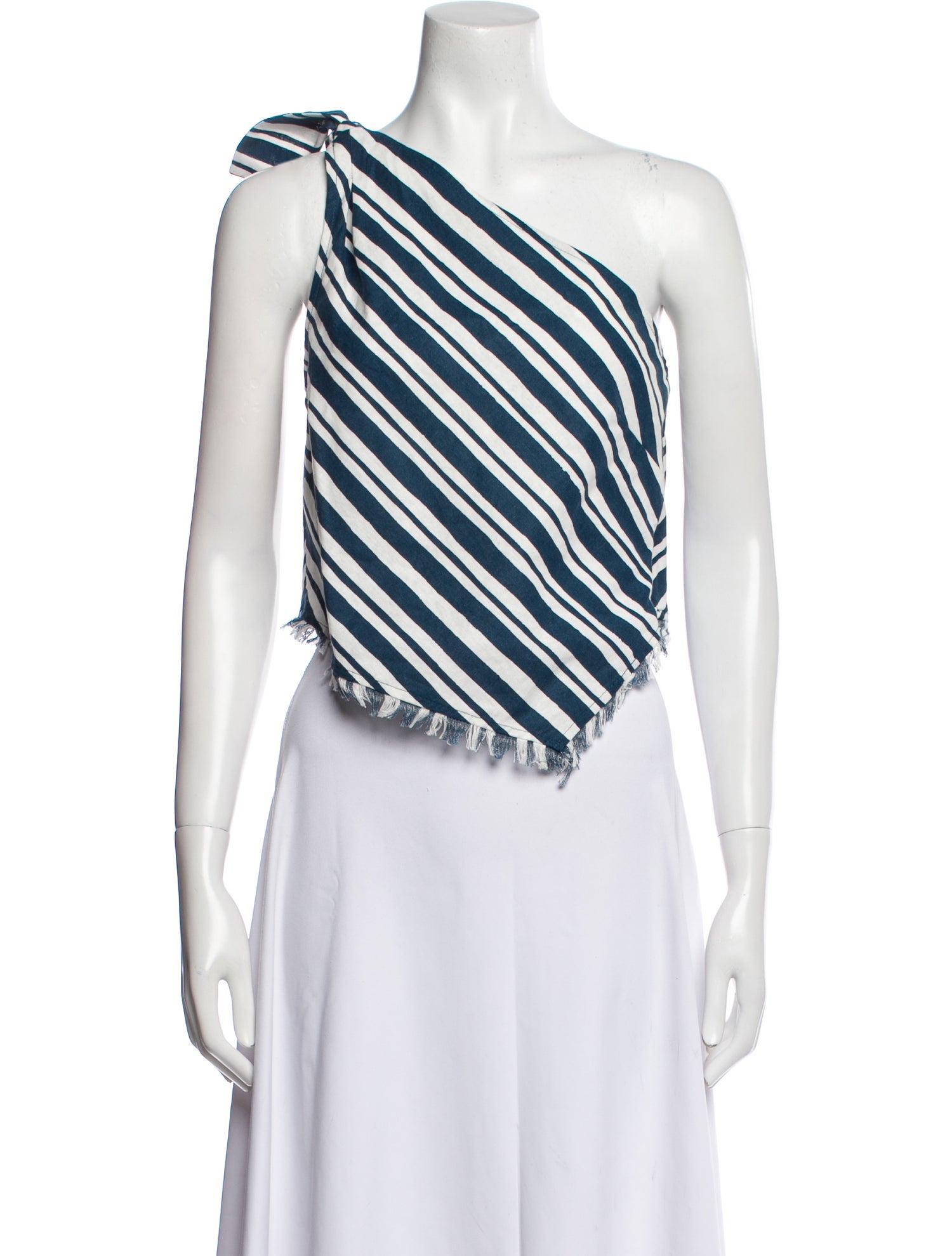 Simon Miller Striped One-Shoulder Crop Top