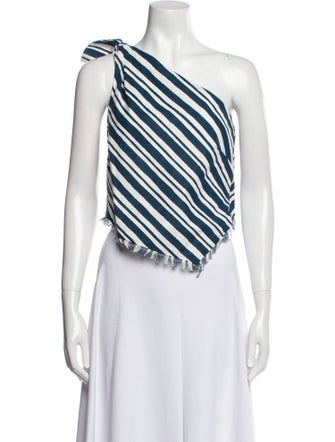 Simon Miller Striped One-Shoulder Crop Top