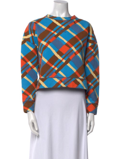 Simon Miller Plaid Print Crew Neck Crop Top