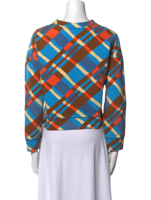 Simon Miller Plaid Print Crew Neck Crop Top