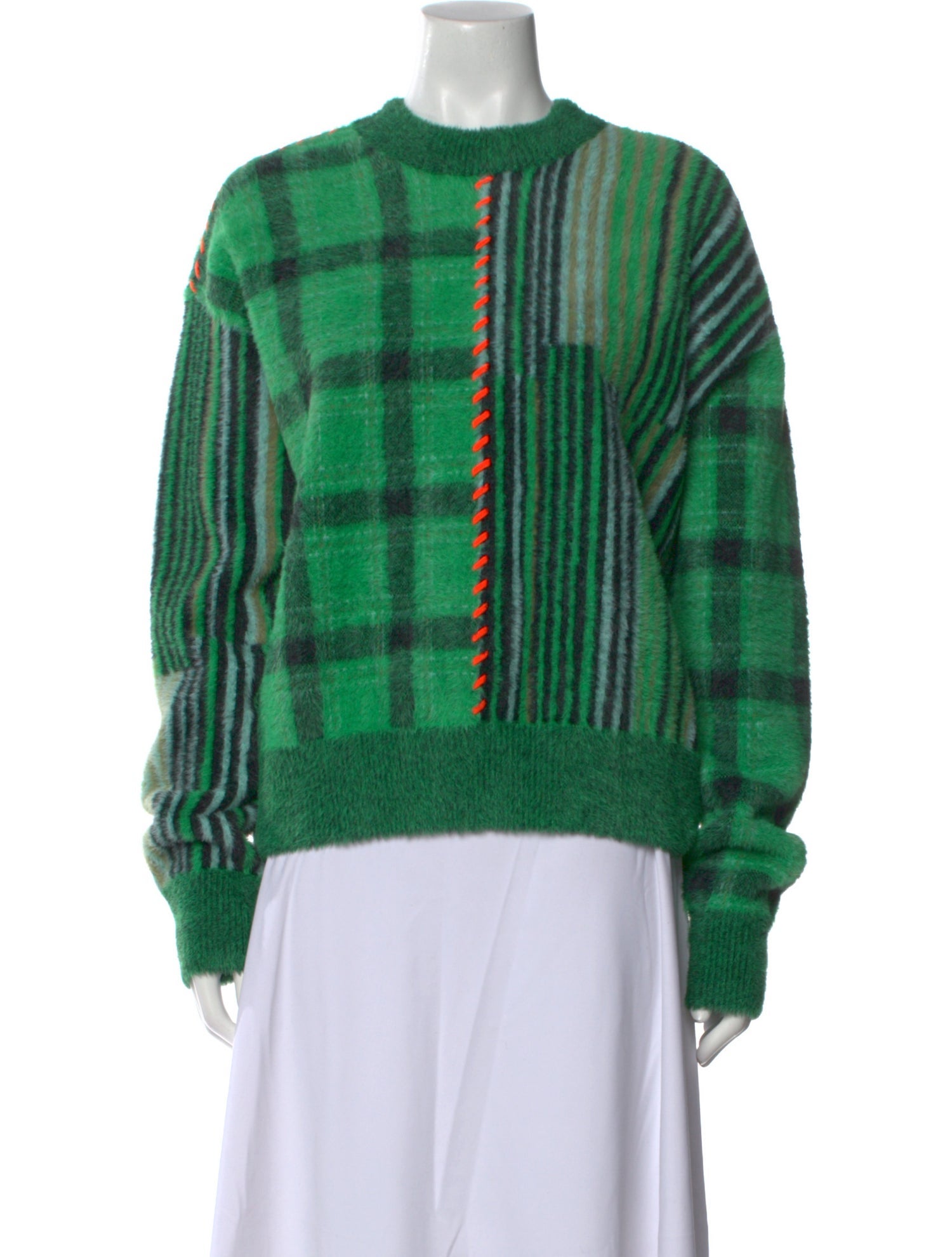 Simon Miller Plaid Print Crew Neck Sweater