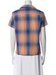 Simon Miller Plaid Print Short Sleeve Button-Up Top
