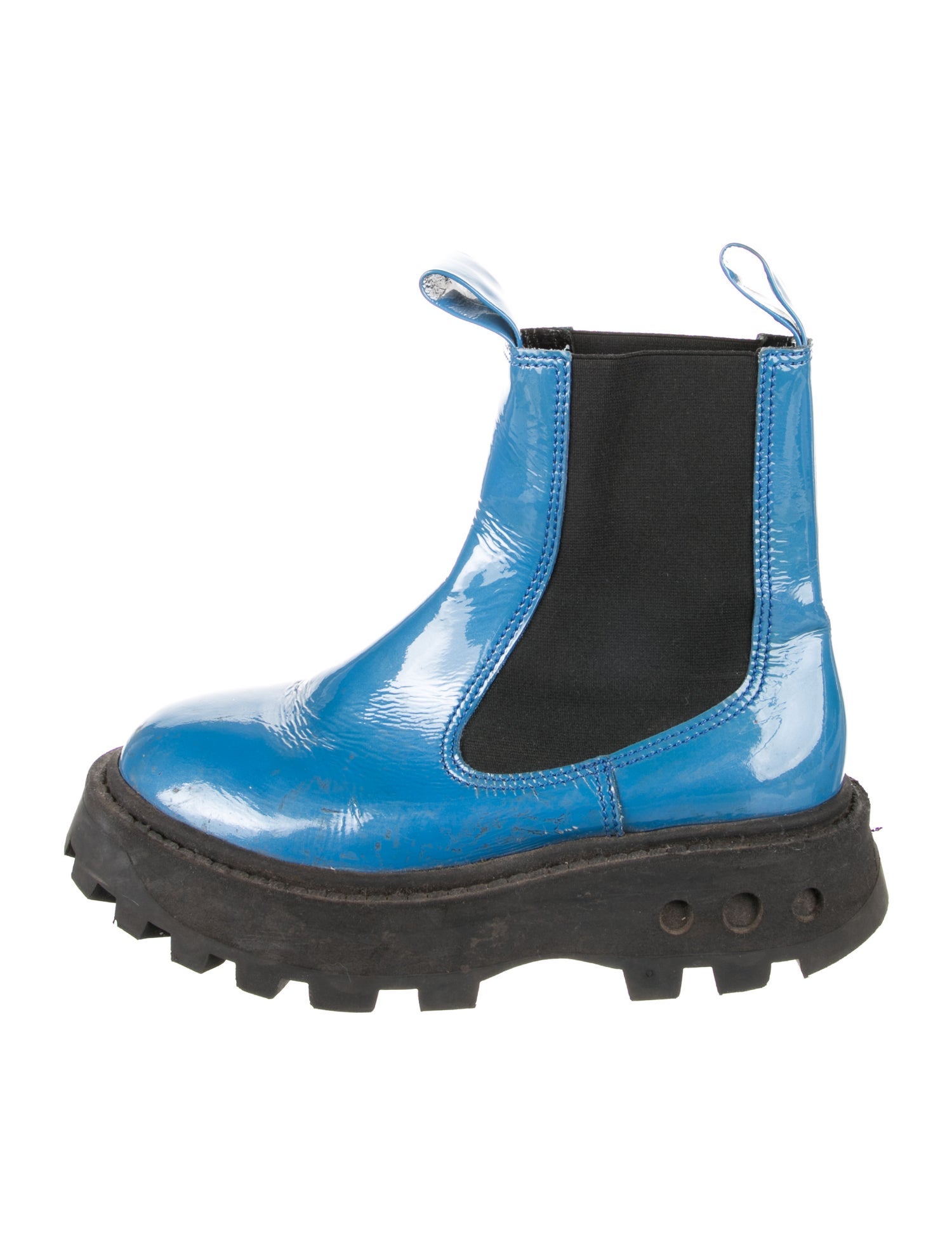 Simon Miller Patent Leather Colorblock Pattern Combat Boots