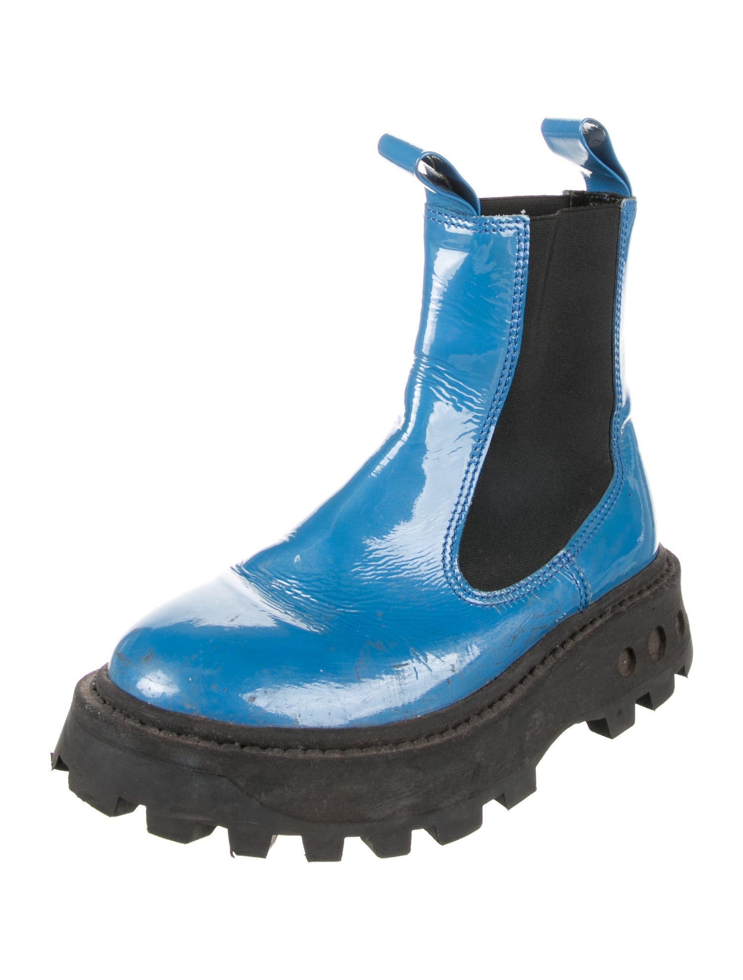 Simon Miller Patent Leather Colorblock Pattern Combat Boots