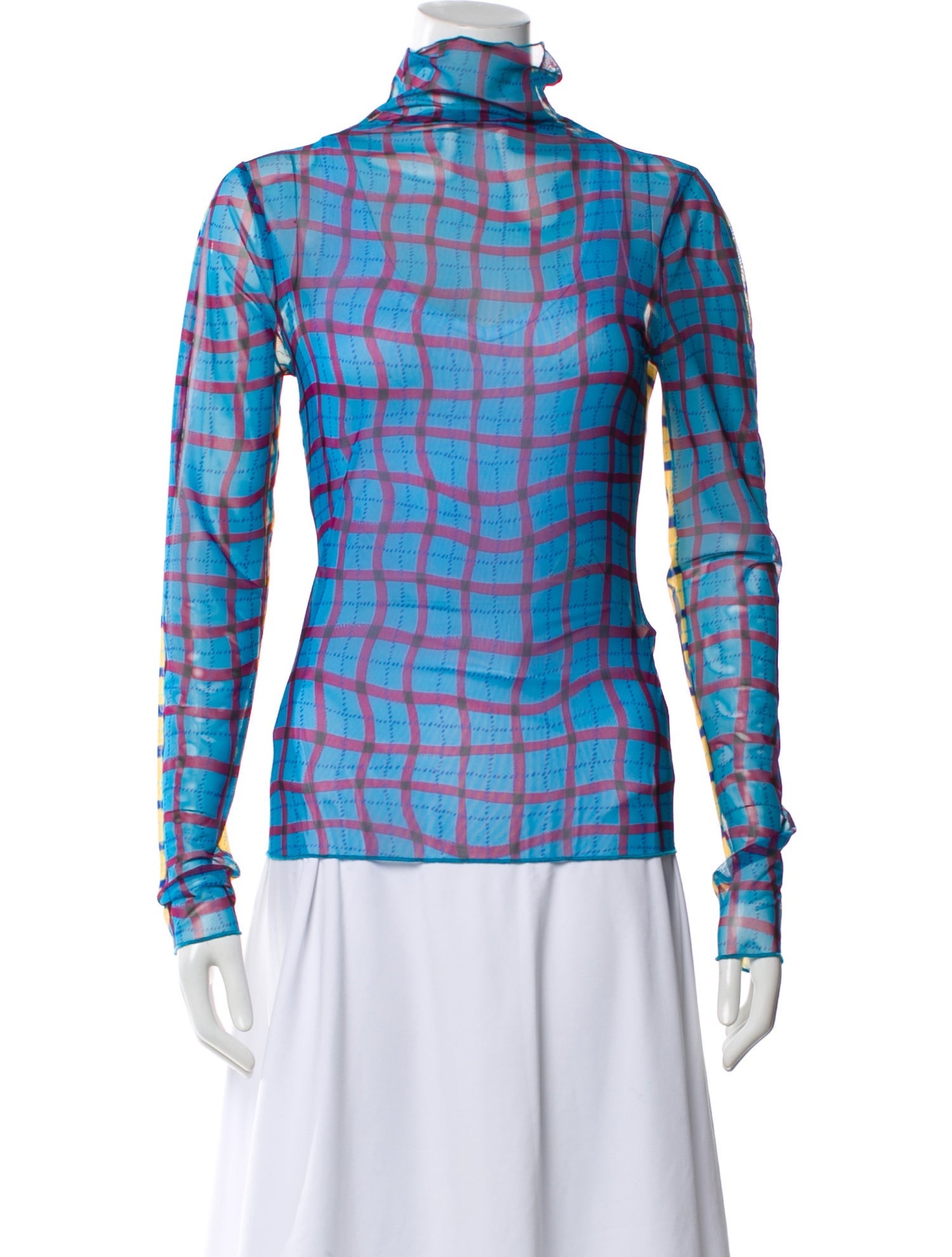 Simon Miller Mesh Plaid Print Top