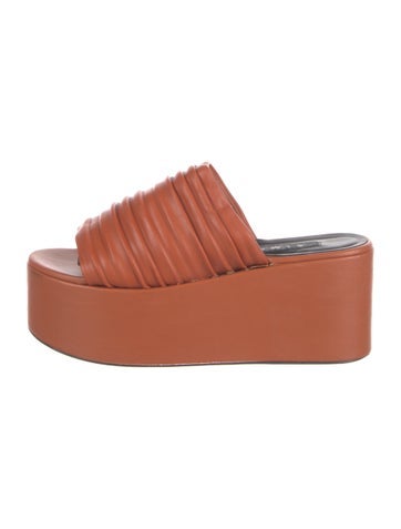 Pre-owned Simon Miller Vegan Leather Slides In Orange