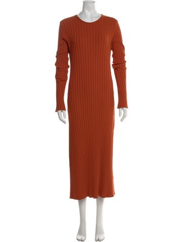 Pre-owned Simon Miller Crew Neck Long Dress In Orange