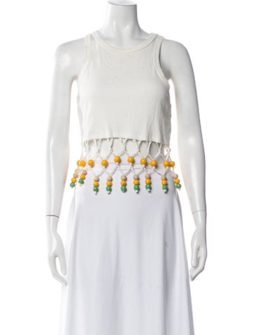 Pre-owned Simon Miller Crew Neck Sleeveless Crop Top In White