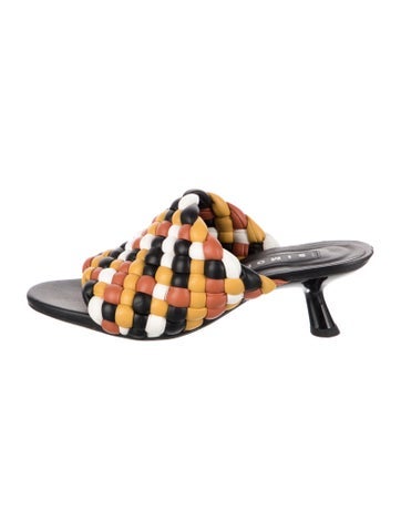 Pre-owned Simon Miller Leather Colorblock Pattern Slides