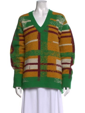 Pre-owned Simon Miller Plaid Print V-neck Sweater In Multi