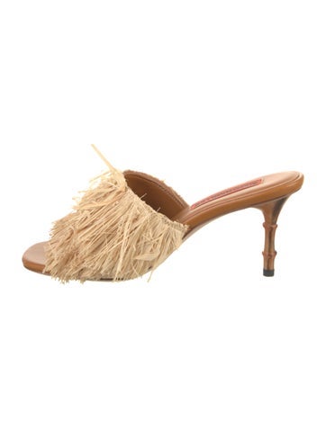 Pre-owned Simon Miller Raffia Slides In Gold