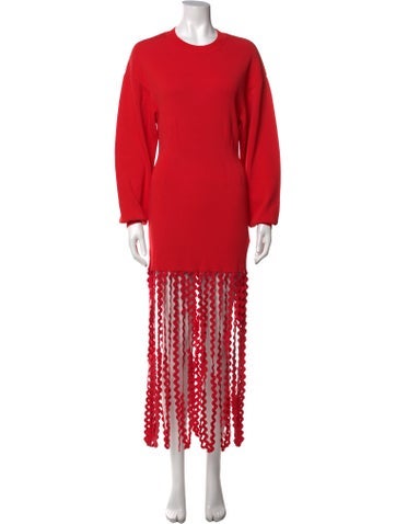Pre-owned Simon Miller Crew Neck Midi Length Dress In Red