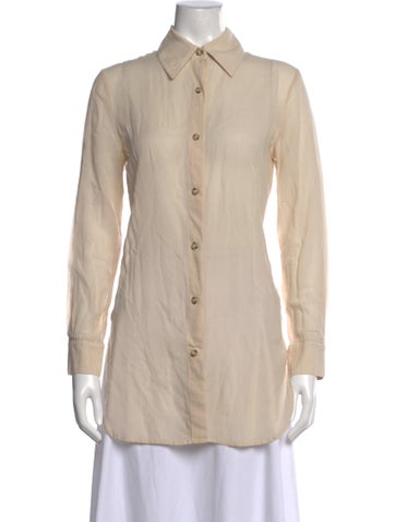 Pre-owned Simon Miller Long Sleeve Button-up Top In Neutrals