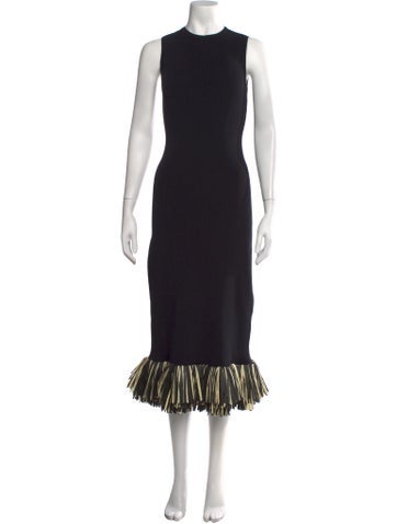 Pre-owned Simon Miller Crew Neck Midi Length Dress In Black