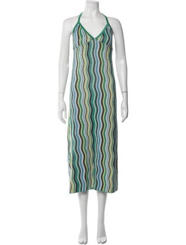Pre-owned Simon Miller Striped Long Dress W/ Tags In Green