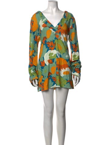 Pre-owned Simon Miller Floral Print Mini Dress In Green