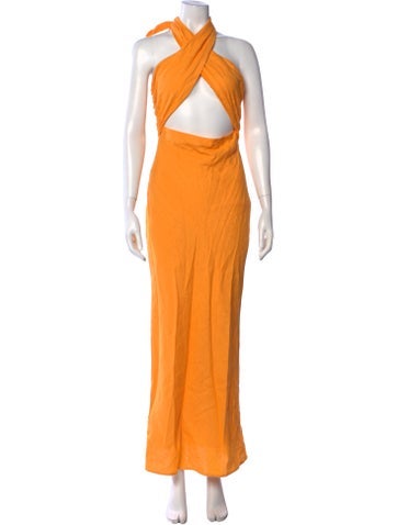 Pre-owned Simon Miller Halterneck Long Dress In Orange