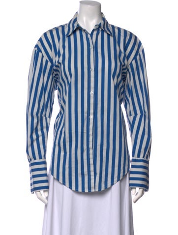 Pre-owned Simon Miller Striped Long Sleeve Button-up Top In Blue