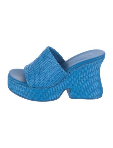 Pre-owned Simon Miller Raffia Slides In Blue
