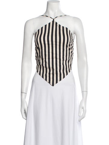 Pre-owned Simon Miller Striped Halterneck Crop Top In Neutrals