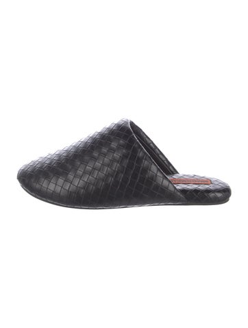 Pre-owned Simon Miller Leather Patterned Mules In Black