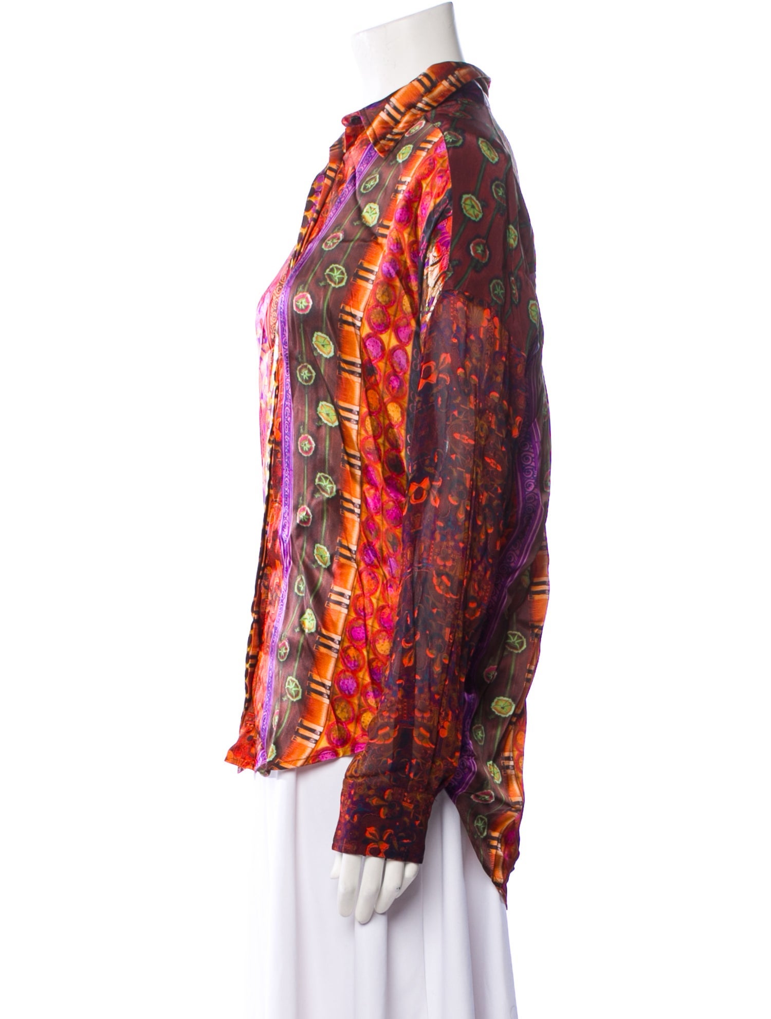 Mimi Liberte by Michel Klein Silk Printed Button-Up Top w/ Tags