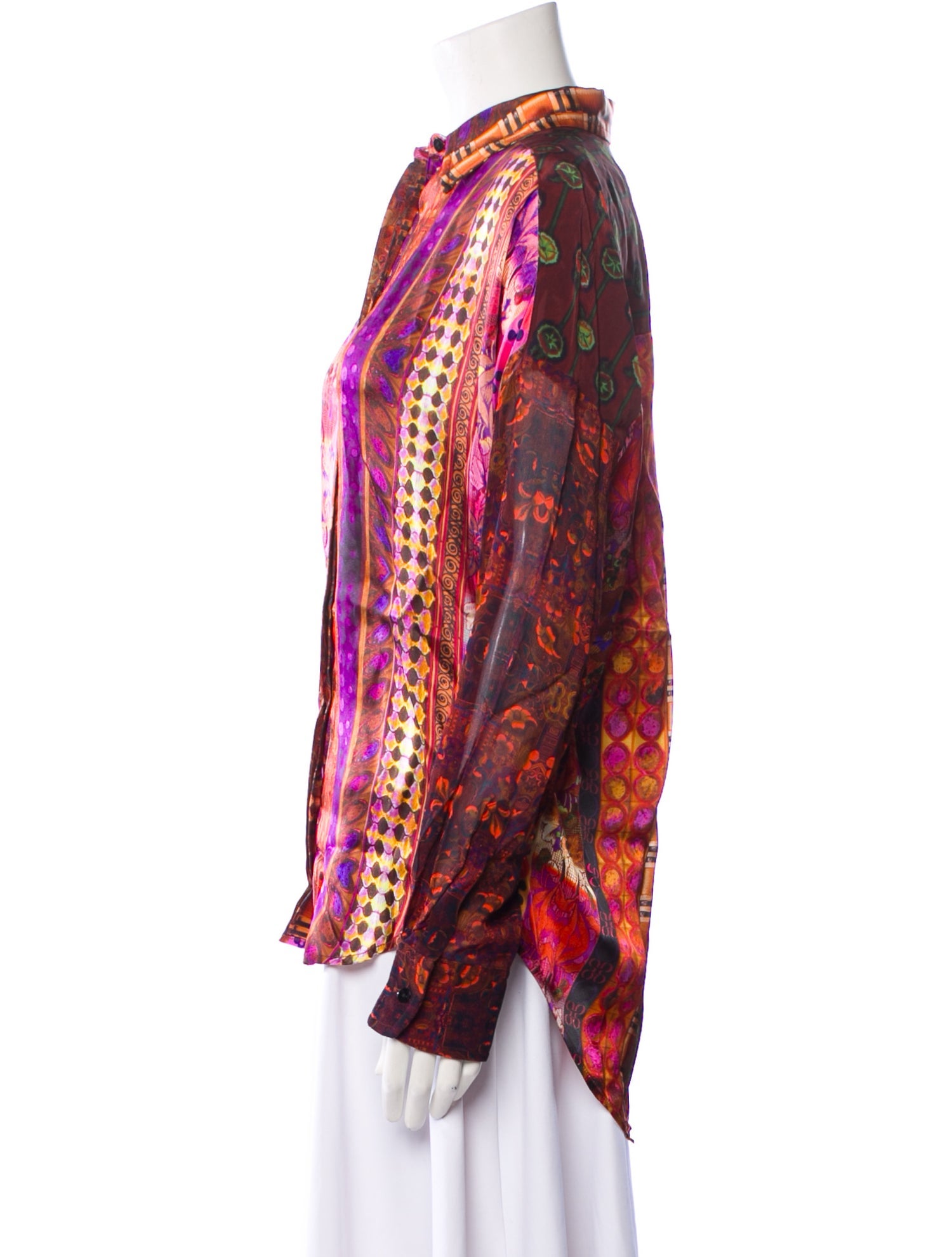 Mimi Liberte by Michel Klein Silk Printed Button-Up Top w/ Tags