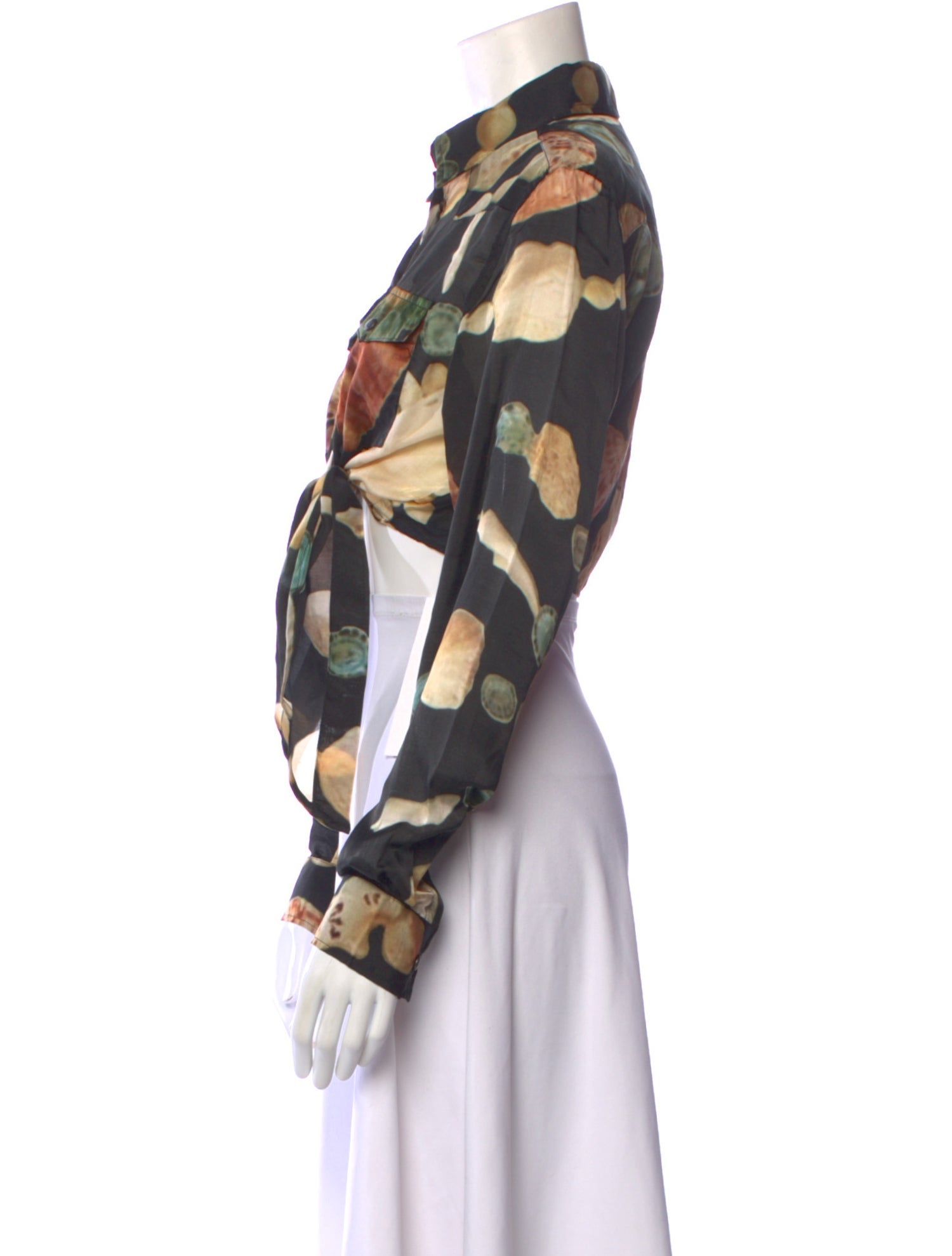 Mimi Liberte by Michel Klein Silk Printed Button-Up Top w/ Tags