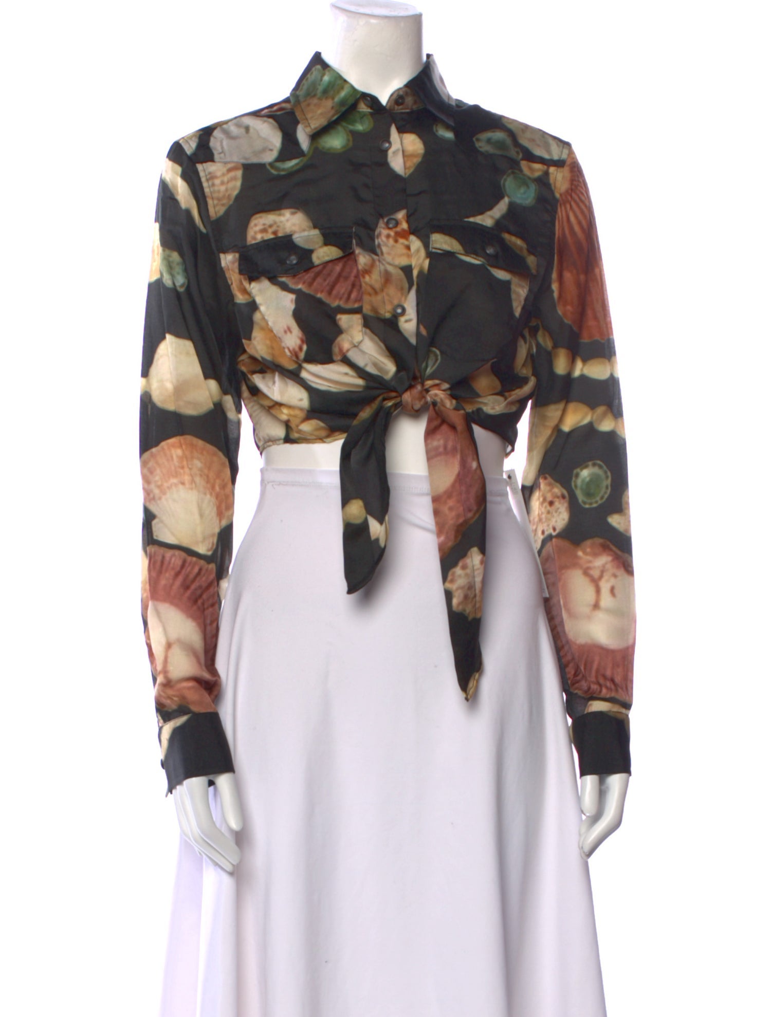 Mimi Liberte by Michel Klein Floral Print Long Sleeve Crop Top w/ Tags