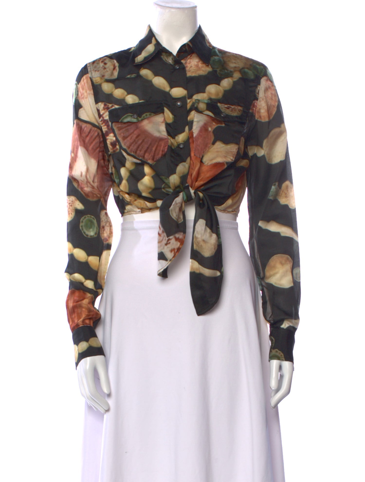 Mimi Liberte by Michel Klein Silk Printed Crop Top w/ Tags