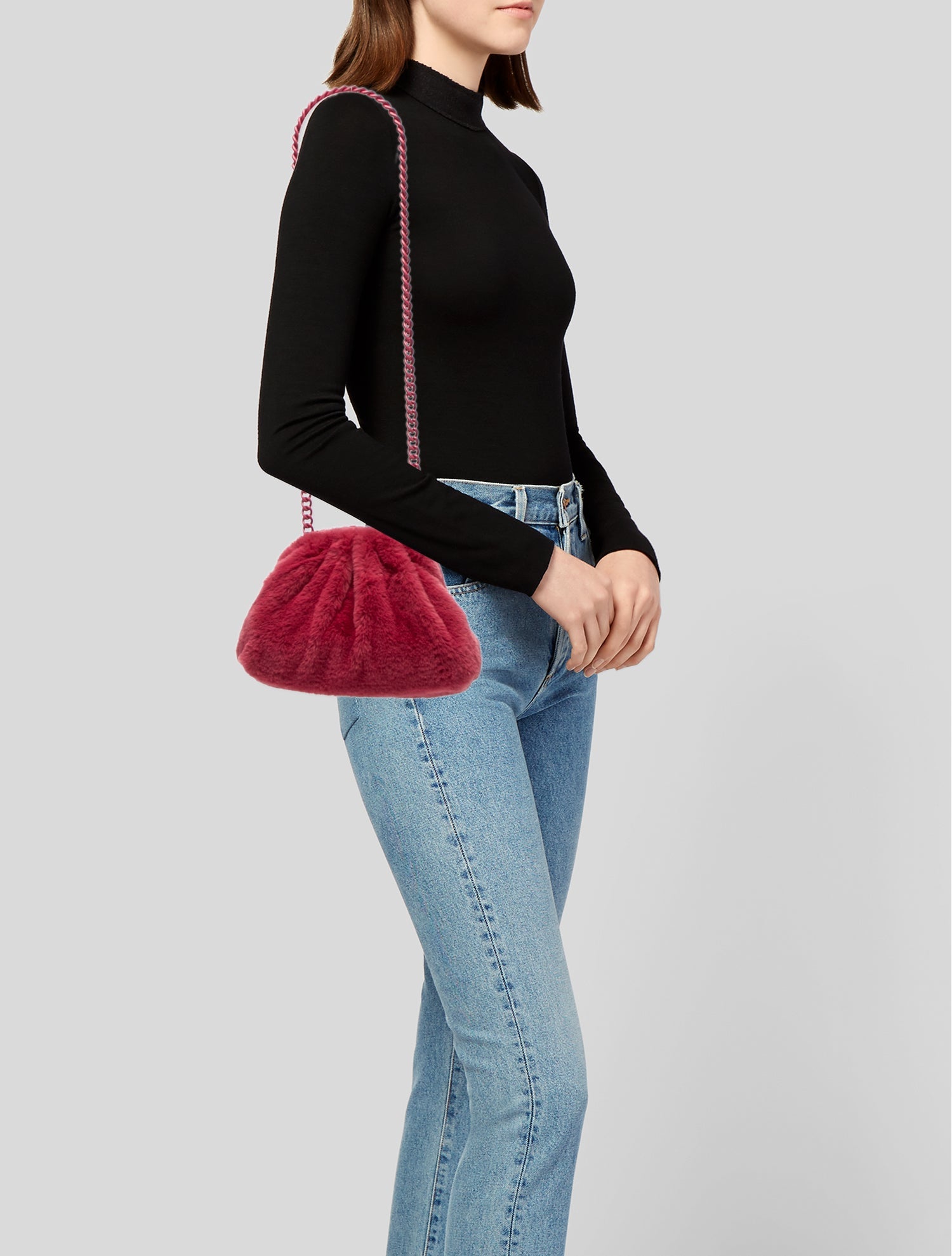Maria La Rosa Faux Fur Shoulder Bag