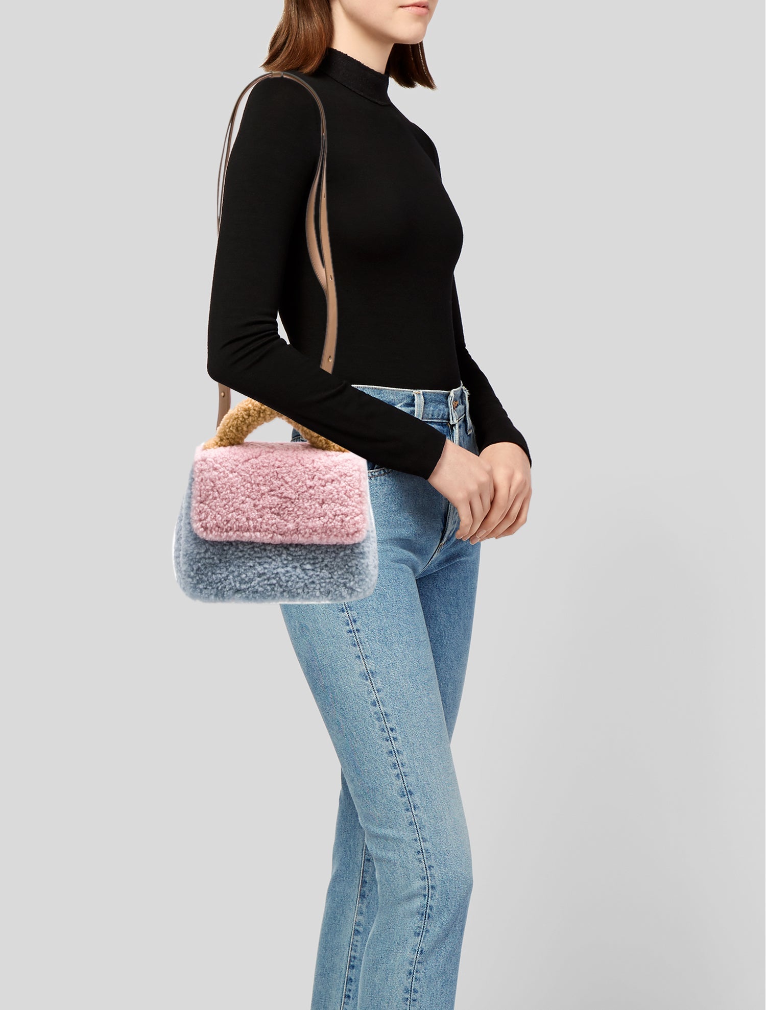 Mlouye Shearling Top Handle Bag
