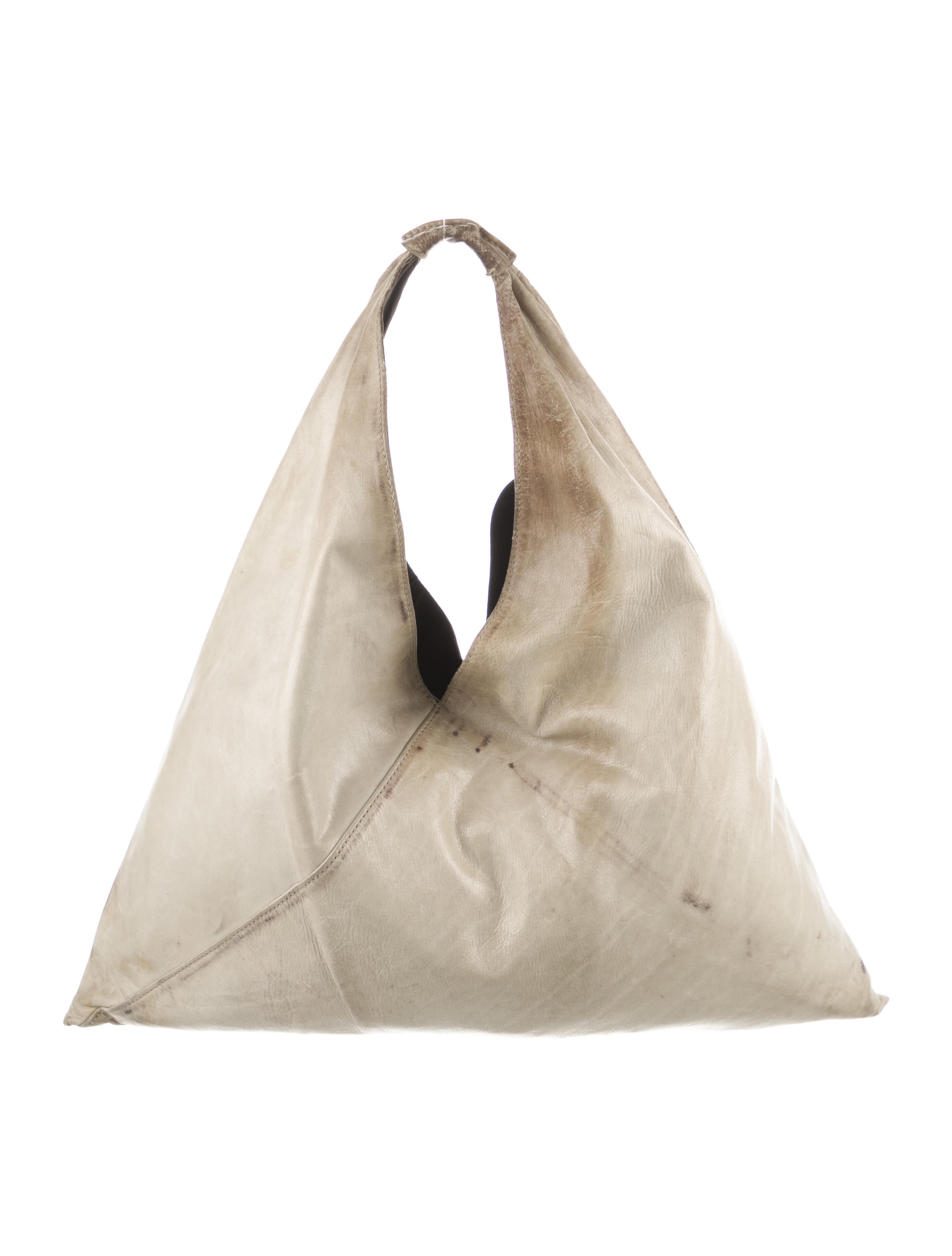 MM6 Maison Margiela Distressed Leather Tote Bag - Green Totes