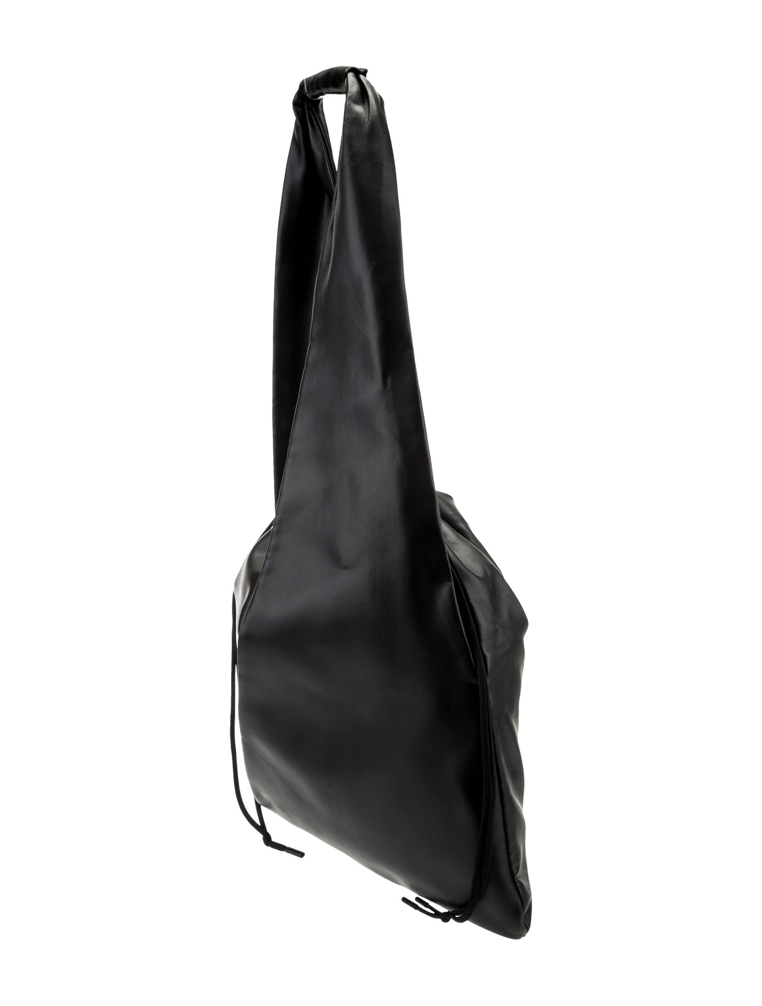 MM6 Maison Margiela Drawstring Leather Shoulder Bag - Black Totes