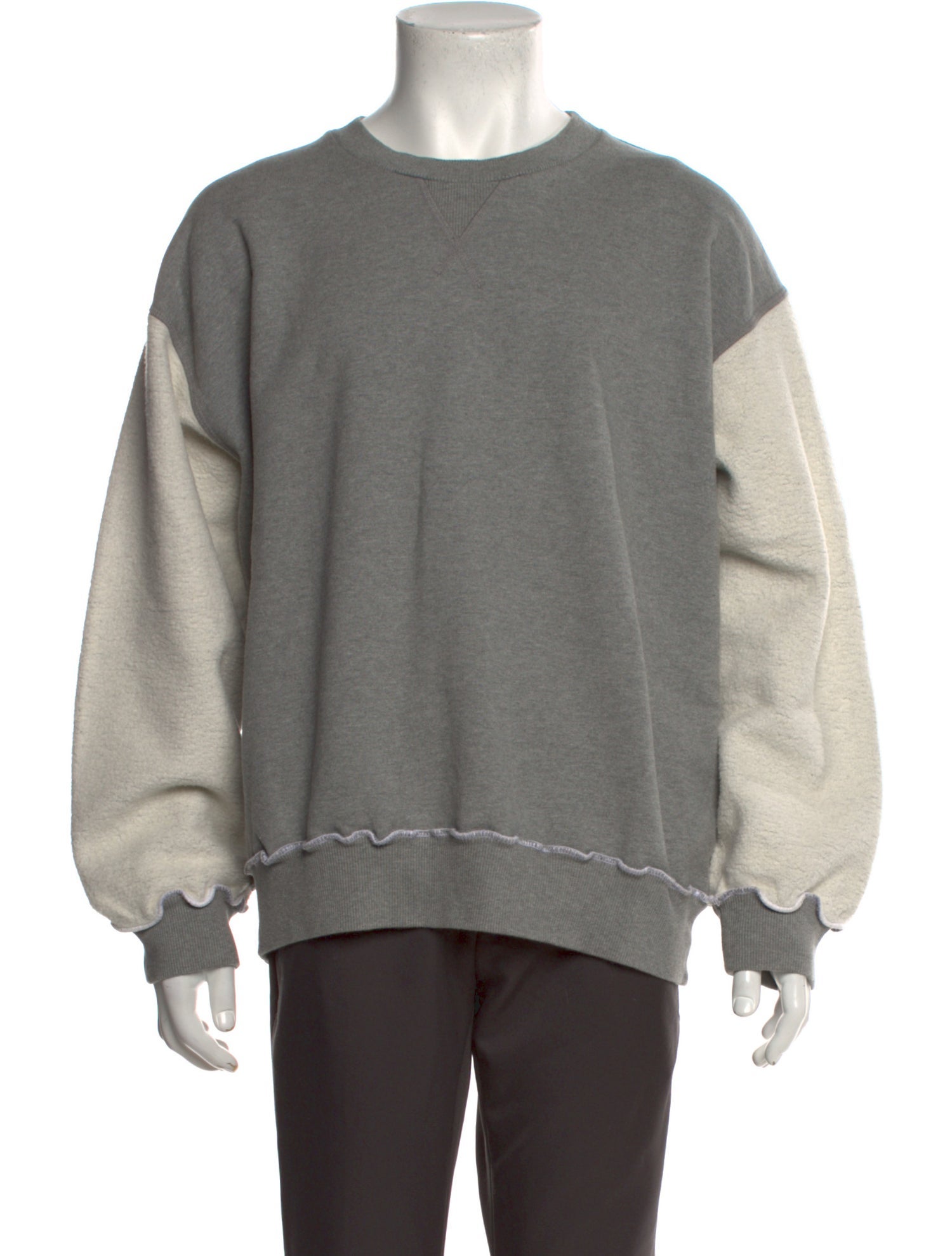 MM6 Maison Margiela Colorblock Pattern Crew Neck Pullover - Grey 