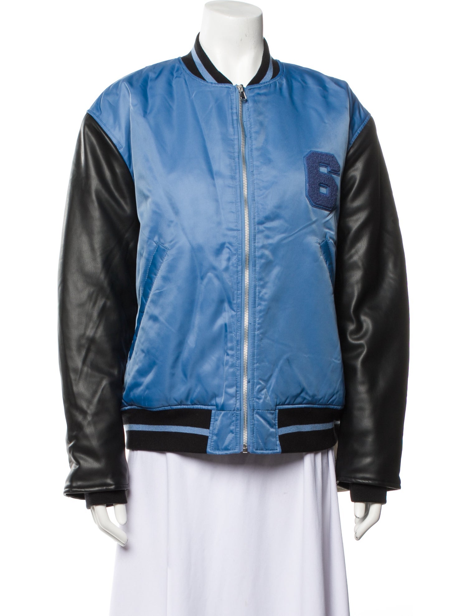 MM6 Maison Margiela Nylon Colorblock Pattern Bomber Jacket