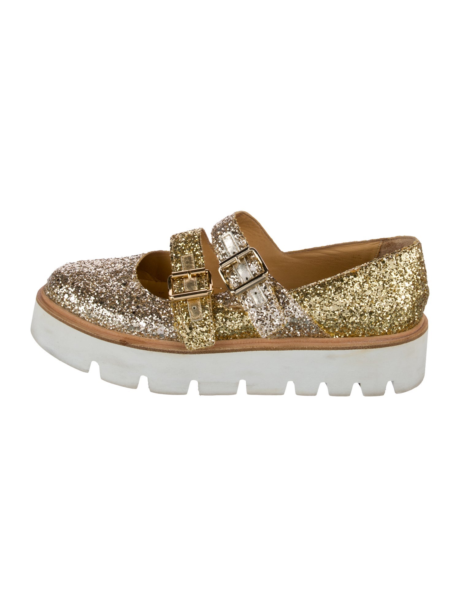 MM6 Maison Margiela Glitter Colorblock Pattern Mary Jane Flats