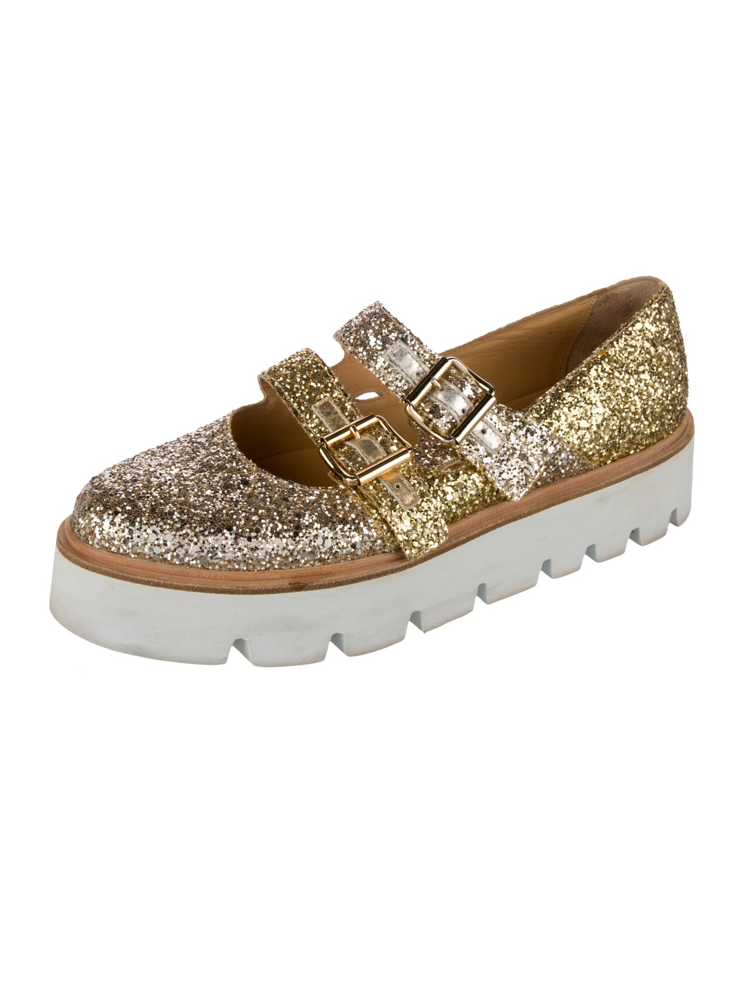 MM6 Maison Margiela Glitter Colorblock Pattern Mary Jane Flats