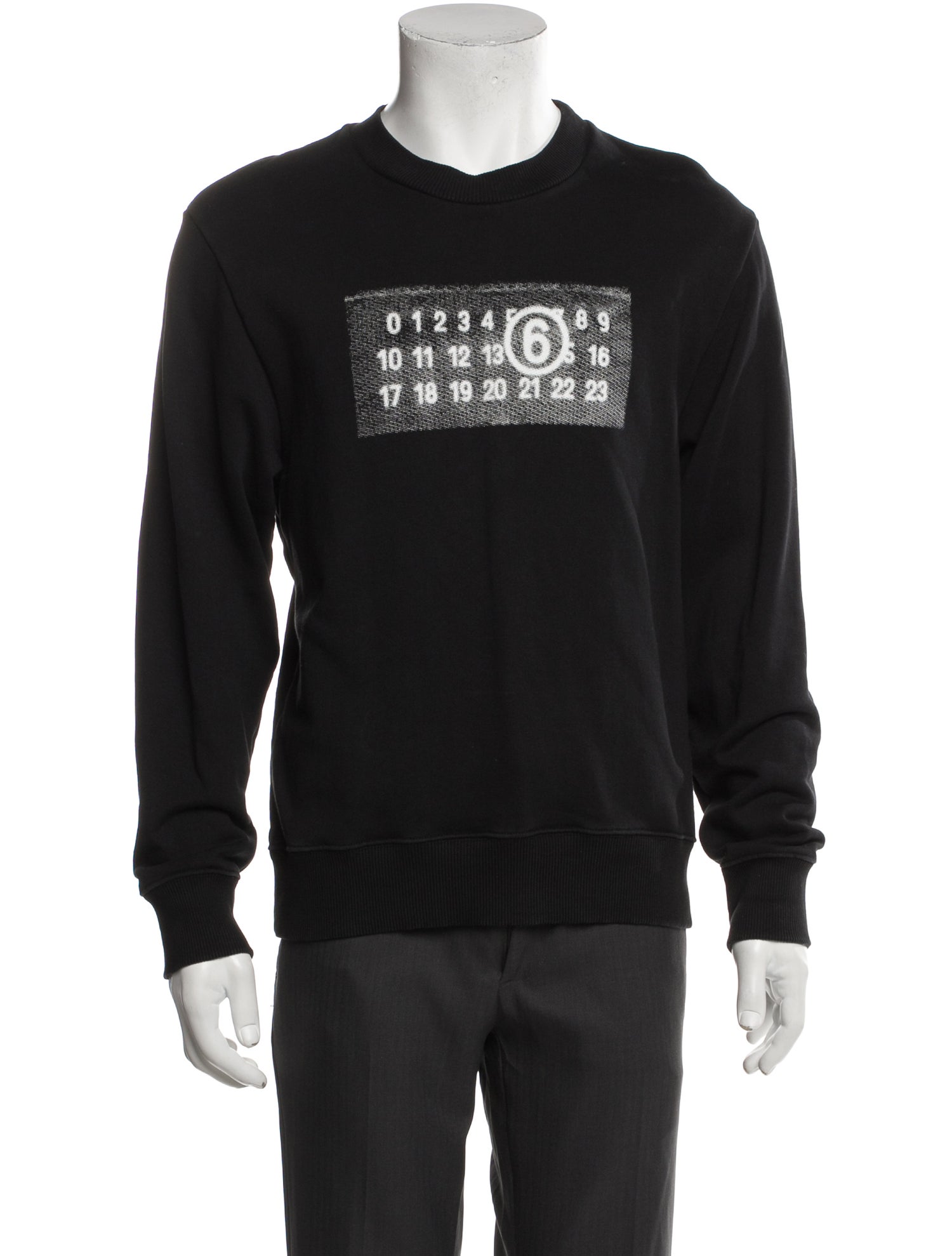 MM6 Maison Margiela Graphic Print Scoop Neck Sweatshirt - Black