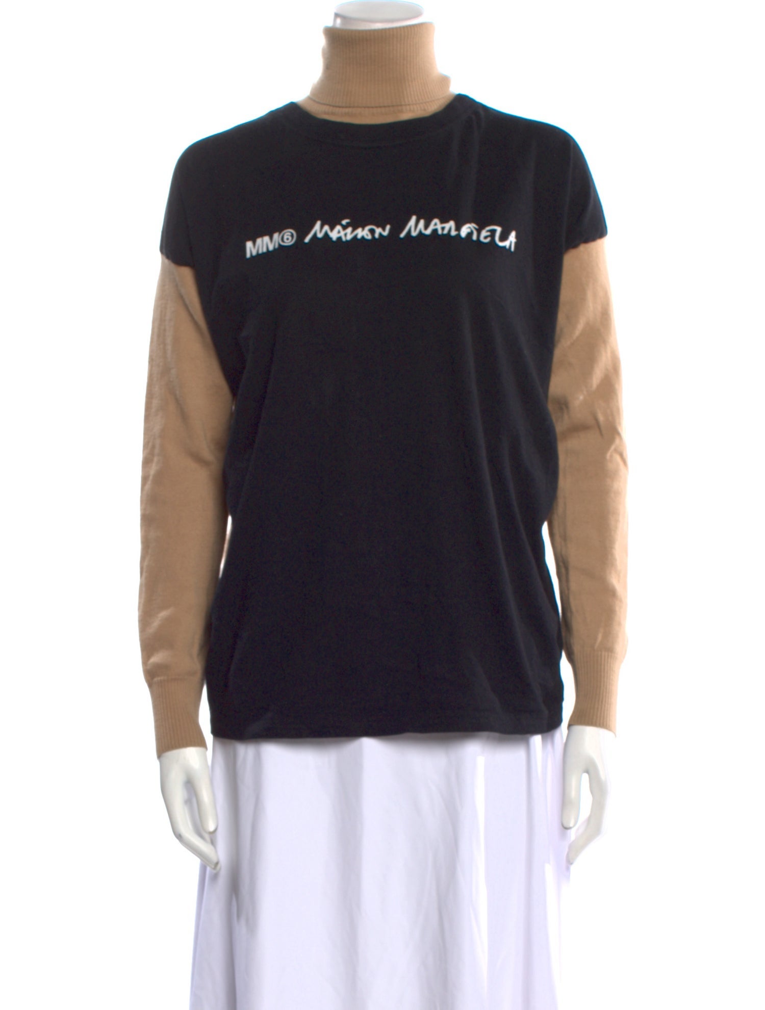 MM6 Maison Margiela Colorblock Pattern Turtleneck Sweater