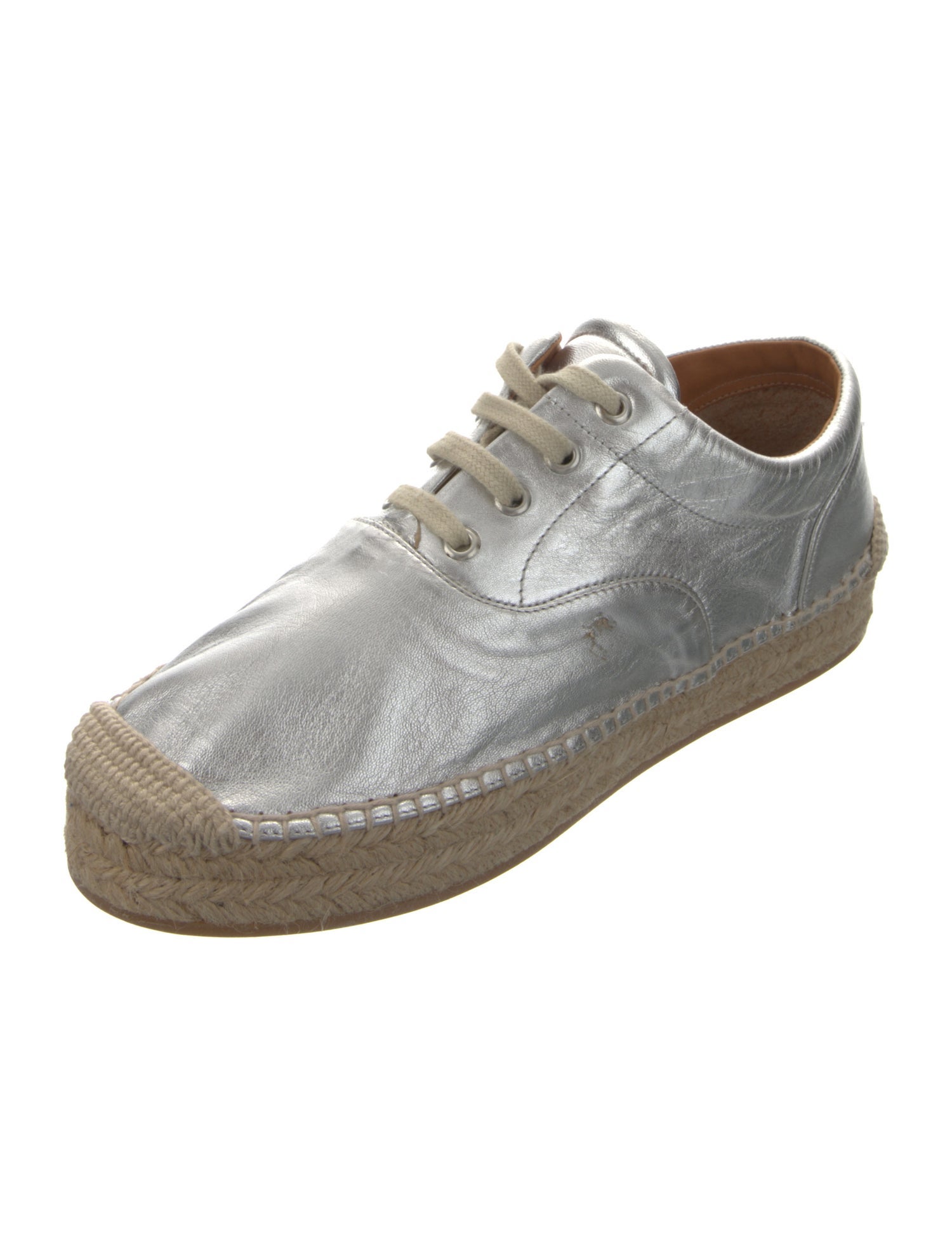 MM6 Maison Margiela Leather Whipstitch Trim Espadrille Sneakers