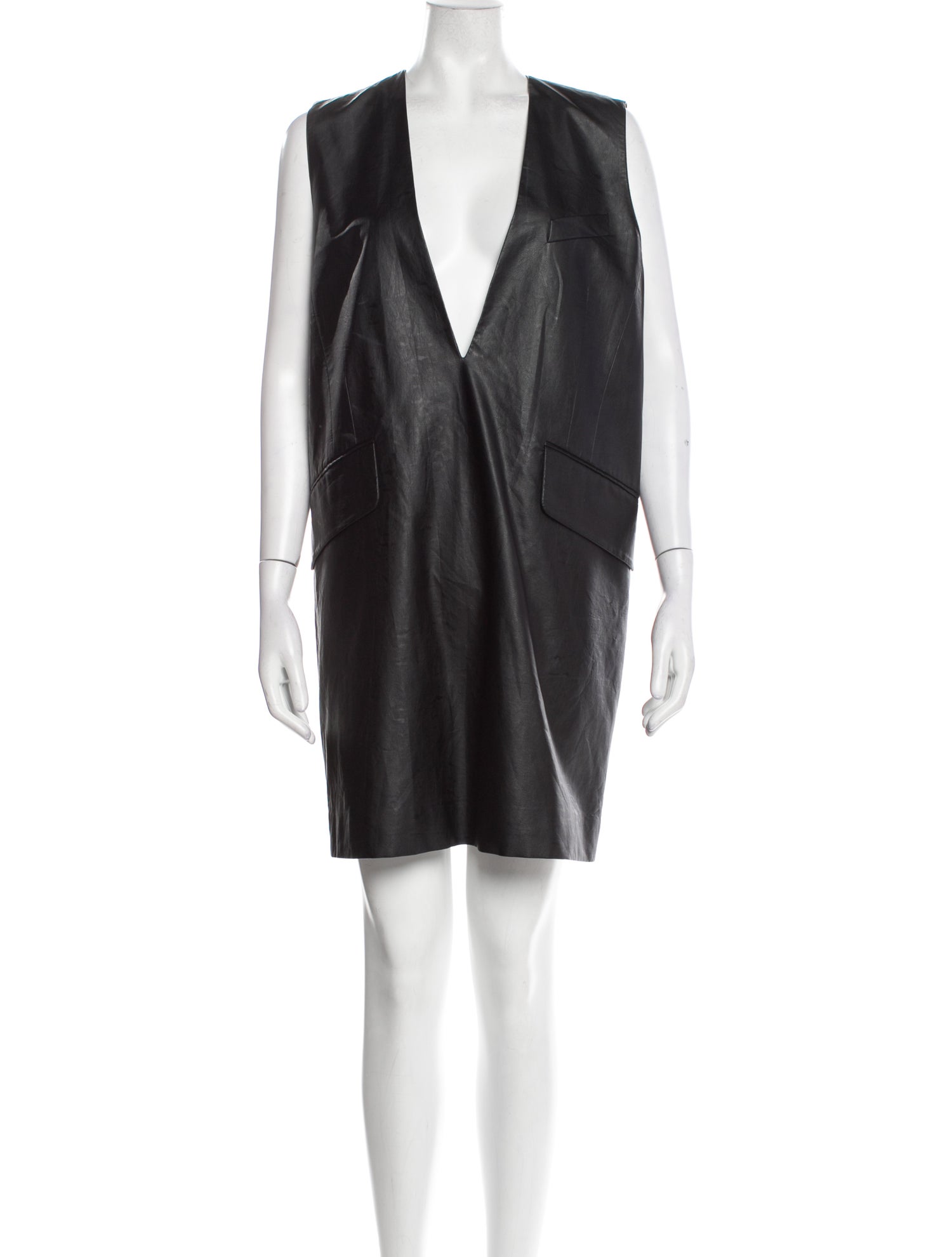 MM6 Maison Margiela Faux Leather Knee-Length Dress