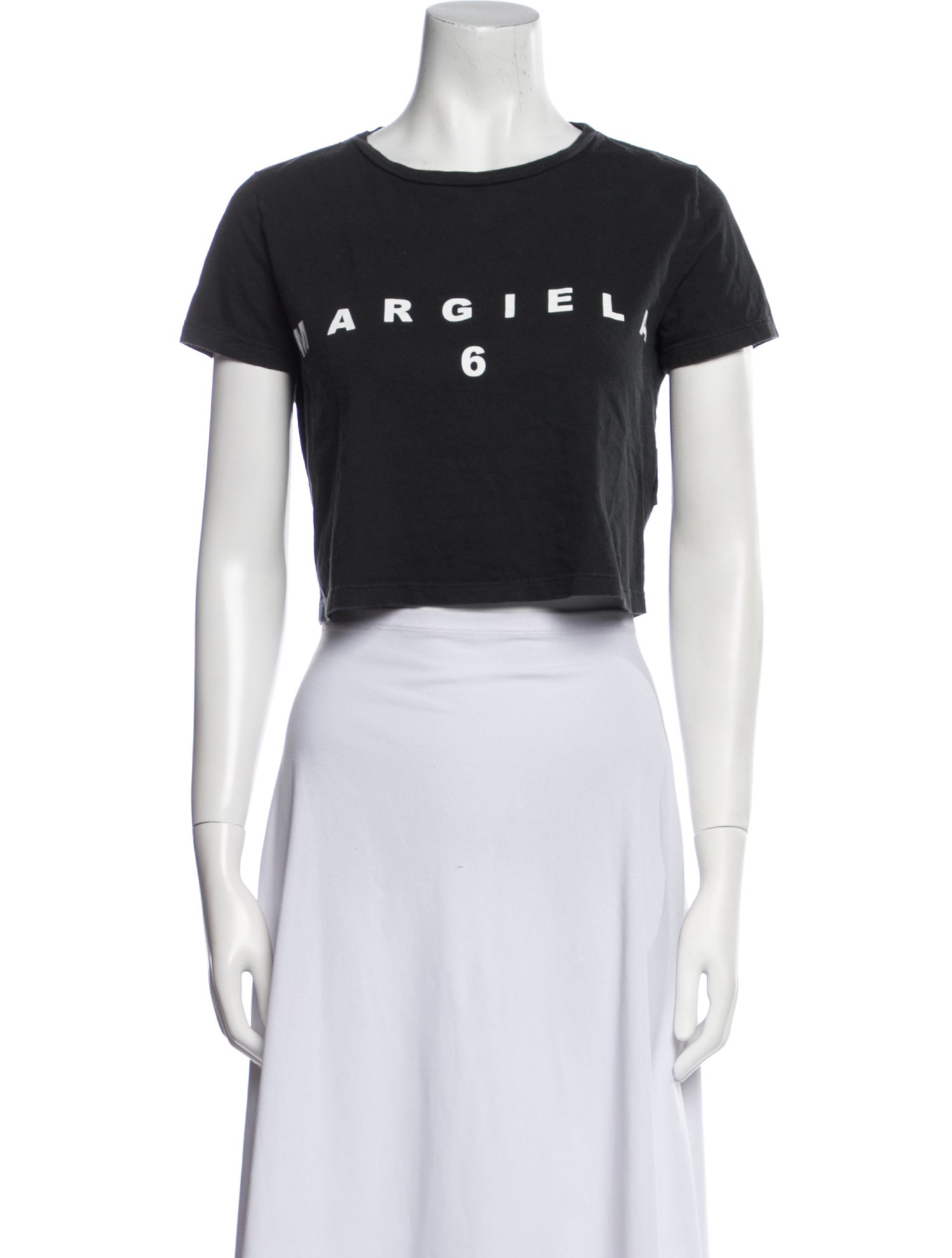 MM6 Maison Margiela Graphic Print Crew Neck Crop Top