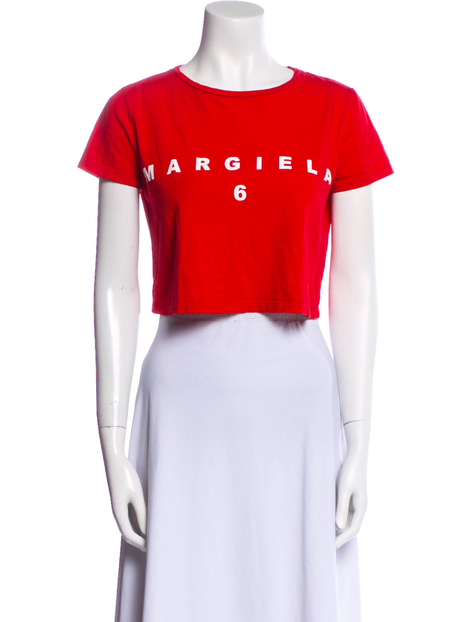 MM6 Maison Margiela Graphic Print Crew Neck Crop Top